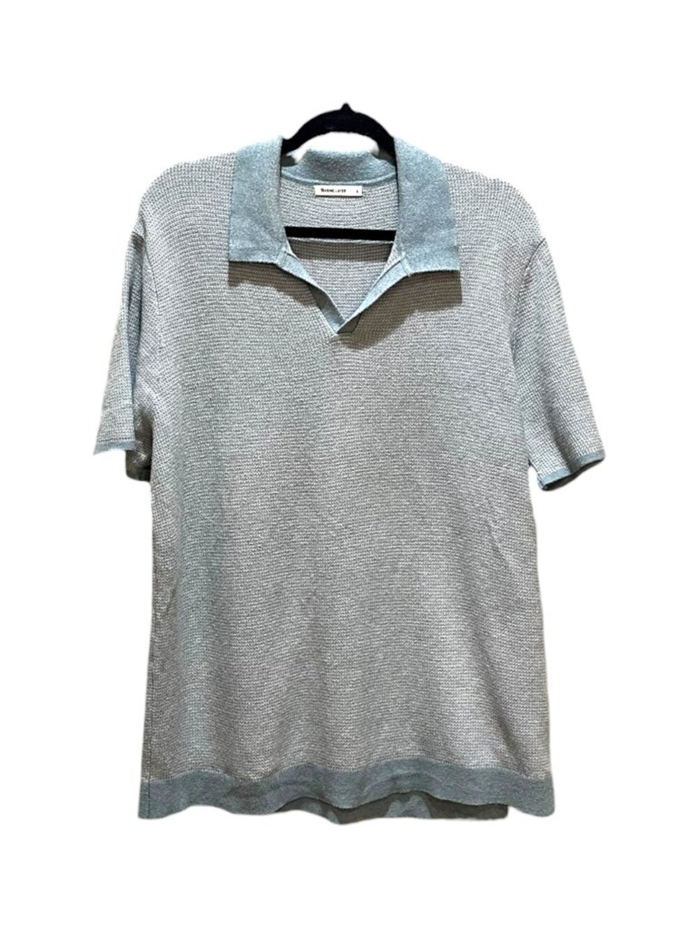 Marine Layer Greyson Sweater Polo Wool Blend V-Neck Work